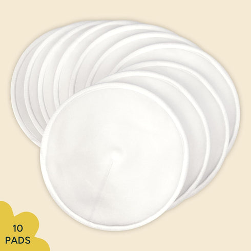 Pack 10 Nintara Baby Reusable Nursing Pads Soft & Absorbent Breast Pads, Bamboo Viscose Blend, Contoured Fit
