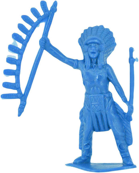 60 PCS Various Pose Cowboy Indian Toy Figures for Kids, Native American Miniature Kit 144 ct 2inch - 3inch (Blue)