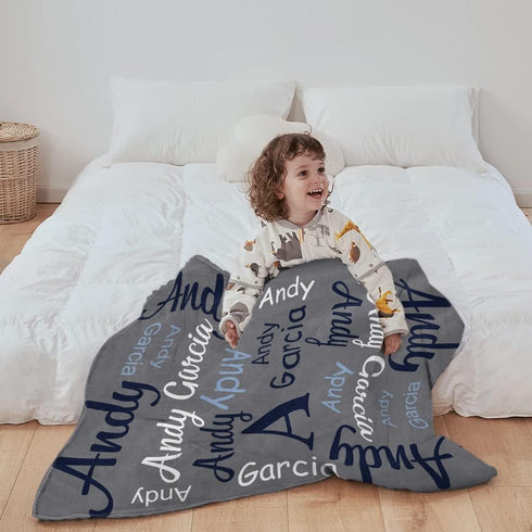 Yoke Style Personalized Baby Blankets for Baby Girls/Boys, Custom Name Swaddle Blanket, Baby Boy Girl Gifts