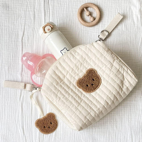 Mommy Lushandy Baby Small Diaper Bag Mini Stroller Storage Bag Quilted Cotton Cute Organizer Pouch Kawaii Bag