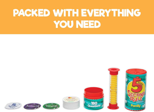 5 Second Rule Game Family Edition (Mini Tube) - Simple Question Card Game for Family Fun, Party, Travel, Ages 8+