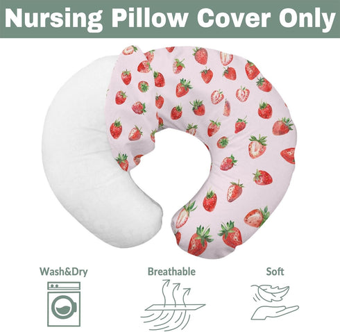 Summer Red Strawberries Baby Nursing Pillow Covers for Boy Girl Watercolor Strawberries Fruit Nursery Slipcovers