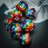 Cusdie 7-Die Rainbow DND Polyhedral Dice Sets for Dungeons and Dragons Role Playing Game (Rainbow-Opaque)