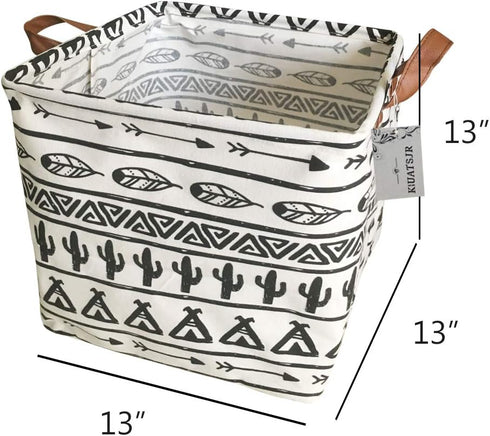 Storage Basket Fabric Organizer Bin - Perfect for Toys, Books, Clothes, and Pets - Black