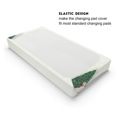 Woodland Animals Green Forest Changing Pad Covers, Soft Stretch Changing Table Mats 32''x16'' for Boys Girls Bear