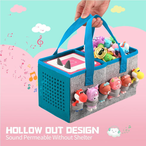 Carrying Case for Toniebox Starter Set, Travel Felt Cloth Musical Toy Folding Bag for Accessories (Blue)
