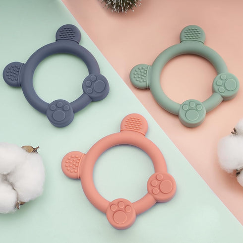 3 Pack 0-24 Meartchy Baby Teether, Bear-Shaped Silicone Teething Toys for Infants Months, BPA-Free Chew Toys to Soothe