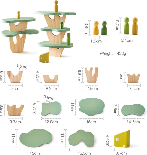 Pack 15 WOODEN TEETHER Wooden Tree Toy of Wood Forest Sensory Toys for Boys and Girls Educational Montessori Toys