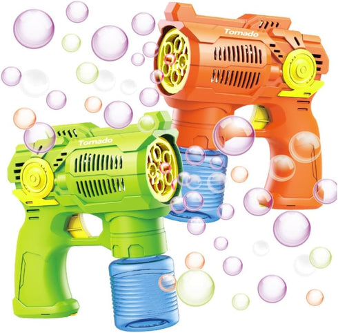 Bubble Guns Set of 2 - High Efficiency Bubbles Toys with Batteries and Refill Solutions for Indoor & Outdoor Play
