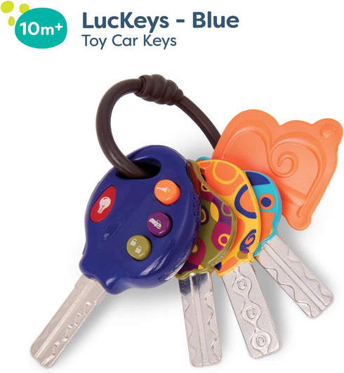 B. toys LucKeys - Blue, Pretend Play Toy Car Keys with Lights & Sounds for Babies and Toddlers