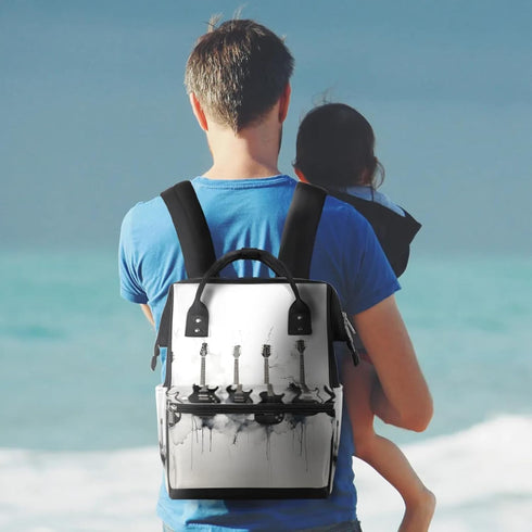 Hsnar Backpack Music Guitar Waterproof Diaper Bag Large Capacity Baby Bag with Stroller Straps, Multi-Pocket Diaper Bag