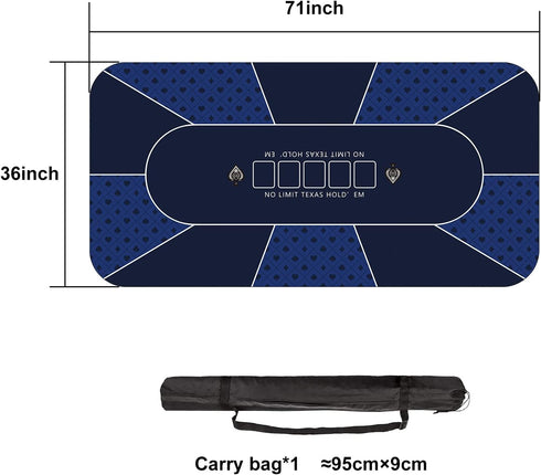 70 35 Inch 8 (70 35 Inch-Blue) x Poker Mat, Players Texas Hold'em Poker Rubber Mat Poker Topper for Tables, Folding