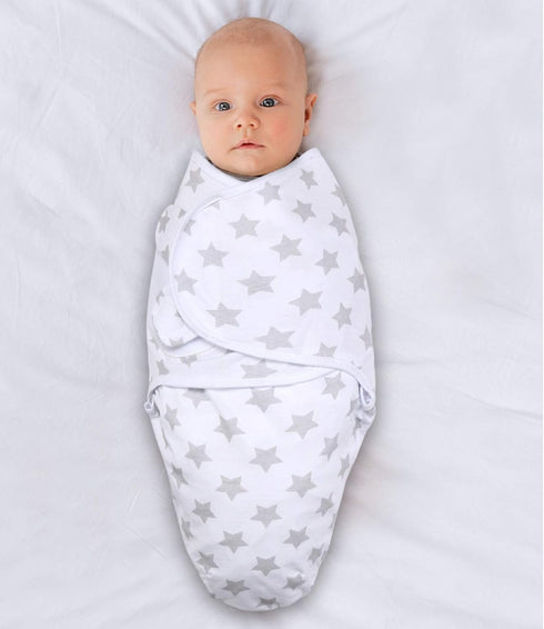 The Peanutshell Baby Swaddle Blankets, 3 Pack Wrap Set for Boys or Girls, Grey Safari Animals & Stars (Medium/Large)