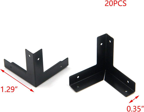 T Tulead Light Duty L Shape Iron Corner Protectors, Decorative Black Corner Protectors Edge Guard, 20PCS with Mounting
