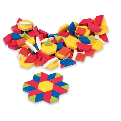 hand2mind Symmetry, (Set 250) Wood Pattern Blocks for Kids, Shapes for Kindergarten, Montessori Toys, Geometric Shapes