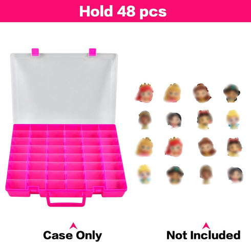 Display Case Compatible with Disney Doorables Collectible Mini Figures/ for MGA Entertainment Miniverse. Toys Storage Organizer for Multi Peek/ for Village Peek Characters (Box Only)--Rose Red