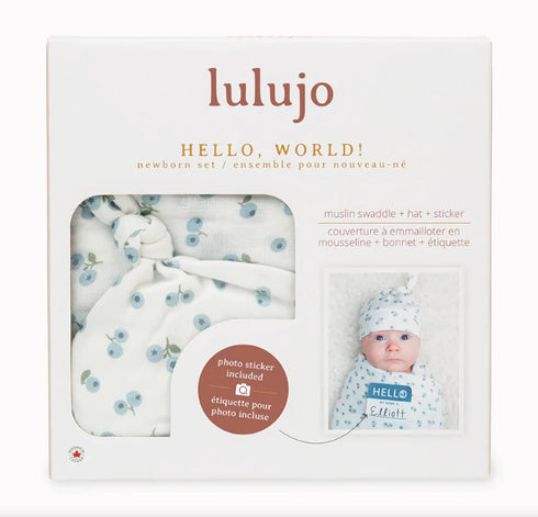 Set| 47in 47in| lulujo Birth Announcement Hat & Swaddle Blanket Unisex Softest Bamboo Muslin Baby Swaddle Blanket|