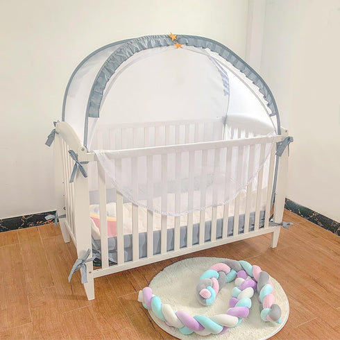 PandaEar Pop Up Crib Tent to Keep Baby from Climbing Out, Breathable Crib Net Mesh Canopy, Babies Crib Cover