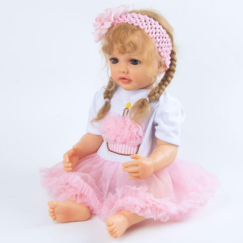 20-23 Inch 2 Set Pink Crown Reborn Baby Dolls Clothes for Pure Handmade Pieces Reborn Doll Baby Girl Clothing