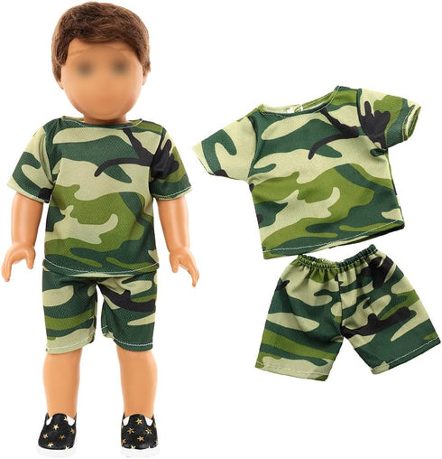 Barwa Boy Doll Clothes, 5 Sets, 2 Pairs Shoes, 1 Pair Glasses for 18 Inch Boy Dolls