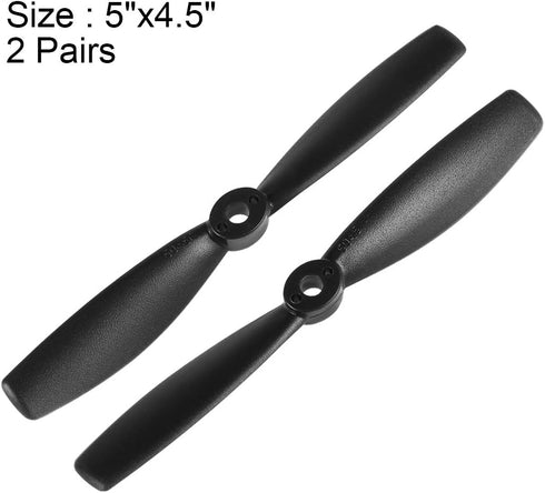 5045 5x4.5 Inch 2-Vane 2 uxcell Bullnose Propellers CW CCW for RC Quadcopter Hexacopter Multirotor, Black Pairs
