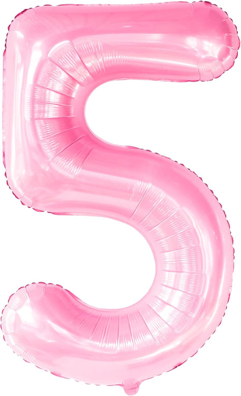 KatchOn Giant Pink 5 Balloon - 40 Inch Mylar Number 5 Balloon for 5th Birthday Decorations Girl