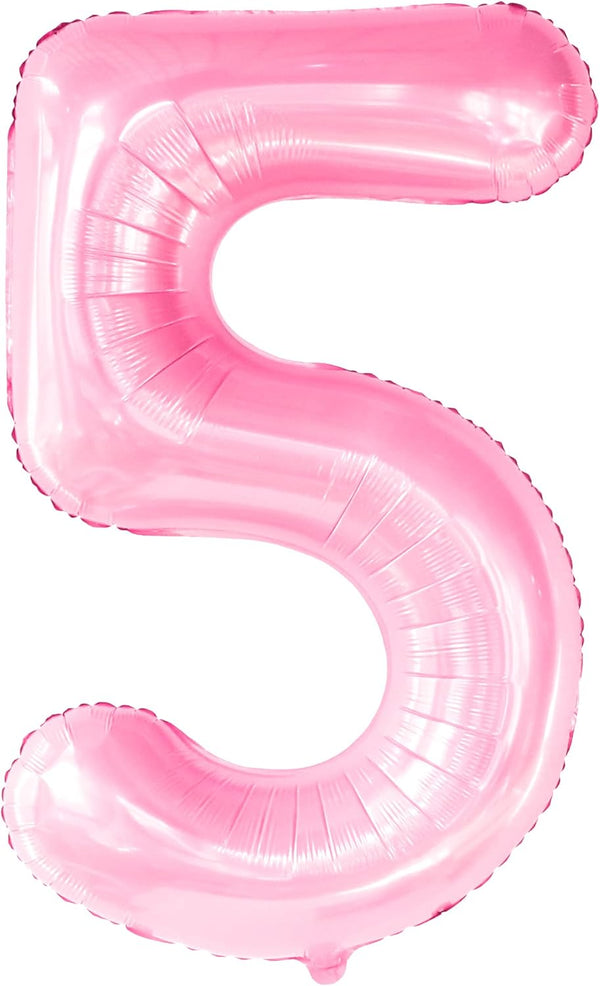 KatchOn Giant Pink 5 Balloon - 40 Inch Mylar Number 5 Balloon for 5th Birthday Decorations Girl