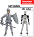 Fine 3D Printed Medieval Knight T13 Figure, Full Body Movable Toy, Metallic Silver Craft for Kids/Friends (Gray)