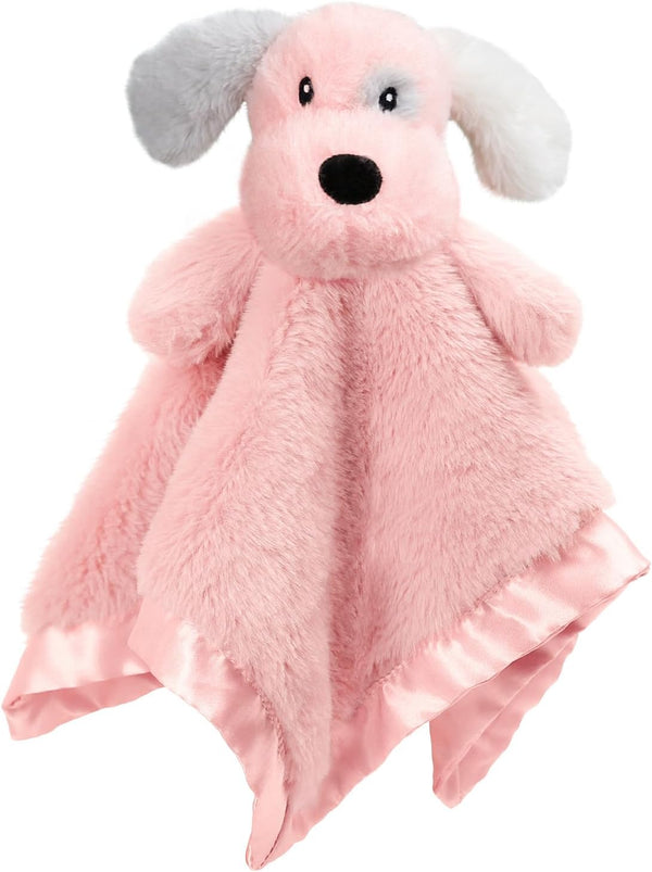 Puppy Baby Security Blanket for Toddler Infant Newborn Boys & Girls, Soft Lovey Stuffed Animal with Plush Fabric, Pink