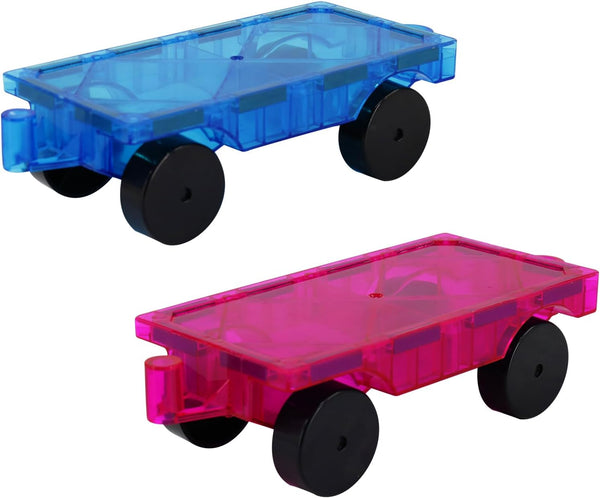 2 Piece Magnetic Tiles Car Set, Truck Kit Toy with Stronger Magnets, Educational Building Tile Blocks for Girls and