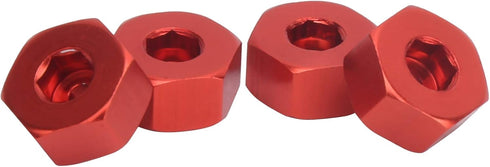 VGEBY 4pcs Wheel Hub Hex Adapter, 5mm to 12mm Hex Combiner for D12 1/10 RC Trucks (Red) Car Model Accessory