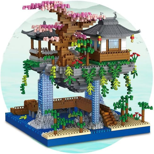 CAXIMSY Sets 3320PCS Set Cherry Blossom Bonsai Tree House Building Block Chinese Architecture of Peach Blossom Micro