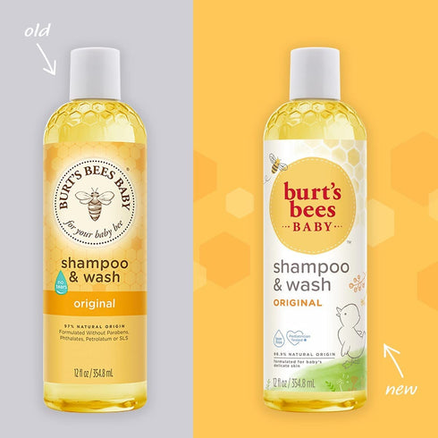 Burt's Bees Baby 12-Ounce (Pack 3) Bee Shampoo & Wash, Tear Free, Bottles