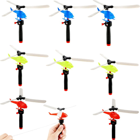 12 Pack Flying Toy Hand Helicopter - Plastic Flying Planes for Kids Outdoor Party Favors, Birthday Gift, Random Color