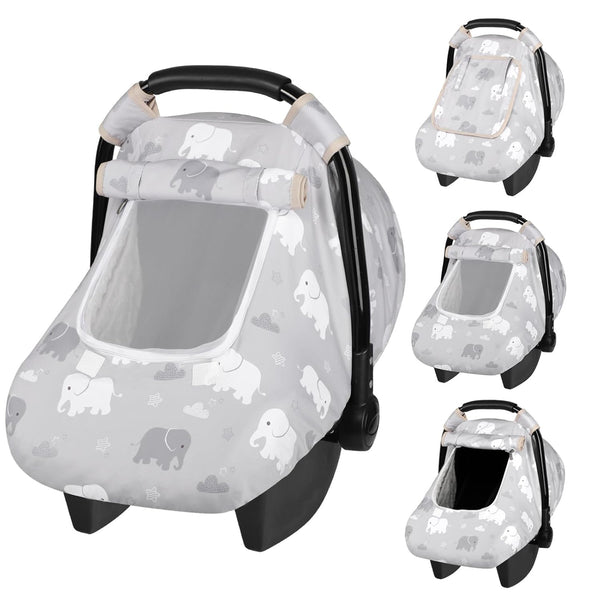 Windproof Baby Car Seat Cover, 3D Mink Dot Infant Car Seat Canopy