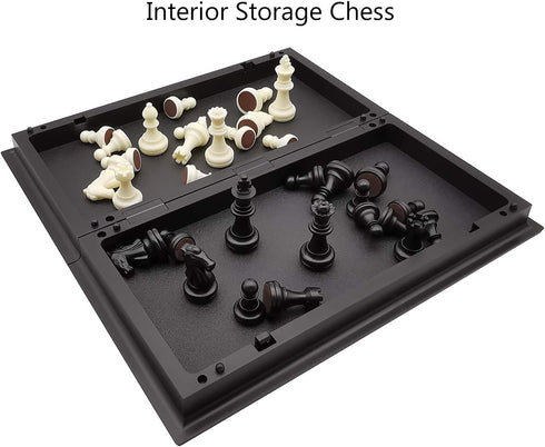9.8" Magnetic Travel Chess Set, Portable Folding Chess Board for Adults and Kids, Black & White Color