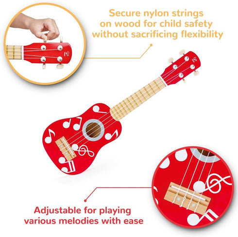 Hape Kid's Wooden Ukulele Toy - Multicolor, L: 21.1, W: 2.6, H: 6.9 inch