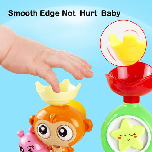 G-WACK Bath Toys for Toddlers Age 1-3, Durable Interactive Water Toys with Strong Suction Cups - Pink Monkey Caterpillar