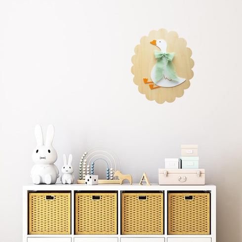 Troxueo 3D Wooden Goose Wall Decor - Funny Animal Nursery Art, Boho Silly Goose Decor for Kids Room, Baby Boy & Girl