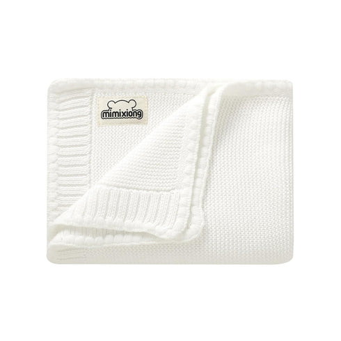 mimixiong Cotton Baby Blanket, Gender Neutral Swaddling Blanket for Nursery, 40 x 30 Inch in White