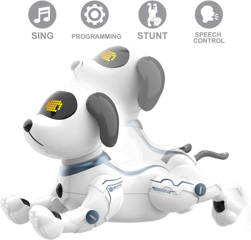 Programmable 6, 7, 8, 9, 10 Fisca Remote Control Dog, RC Robotic Stunt Puppy Voice Control Toys Handstand Push-up