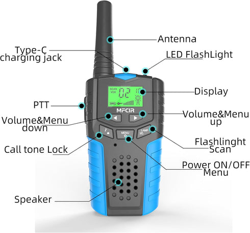 Kids Walkie Talkies Rechargeable 3 Pack, Long Range Walky Talky for Family Games, Mini 2 Way Radio Toy for Ages 3-12