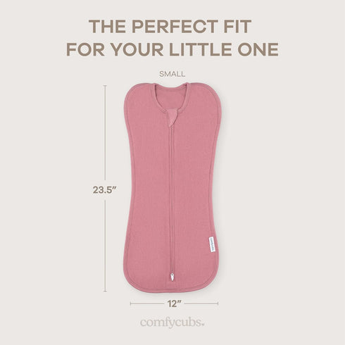 2 Pack 0-3 Comfy Cubs Swaddle Blanket Baby Girl Boy Easy Zipper Wrap Newborn Infant Sleep Sack (Small Months, Blush