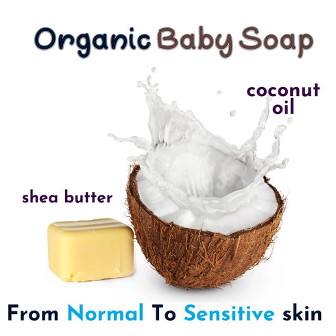 Baby Wash and Shampoo, Organic Baby Soap Bar, Hypoallergenic, Sensitive Skin, Shea Butter & Coconut Oil, Fragrance