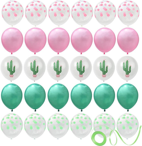 30PCS Cactus Party Balloons - Hawaiian Luau Tropical Birthday Decorations for Summer Theme Party