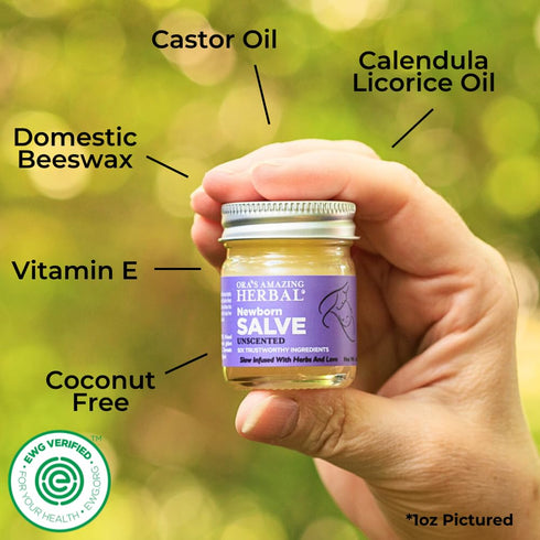 1 4 oz Ora's amazing Herbal, Newborn Salve, Diaper Rash Cream, Calendula Baby Balm, EWG Verified Baby Ointment, Acne
