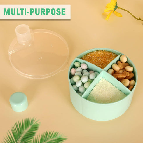 Accmor Formula Dispenser On The Go, Non-Spill Rotating Four-Compartment Formula Container to Go, Milk Powder Snack