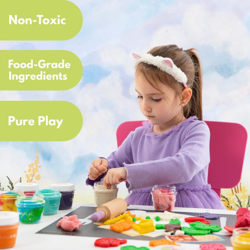 Set, 6-Pack 4.5-Ounce ChildGen Natural Play Dough Non-Toxic, Super Soft, Long Lasting Playdough, Modeling Dough, Kids