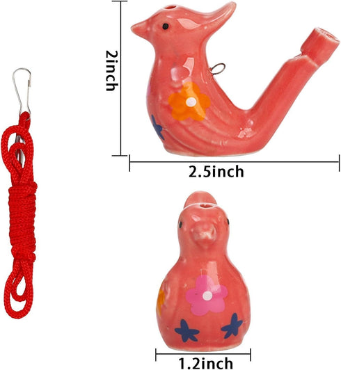 12 SOUJOY PCS Bird Water Whistle, Ceramic Fun Birdie Call Whistle with Lanyard, Water Warbler Toys for Birthday Gift