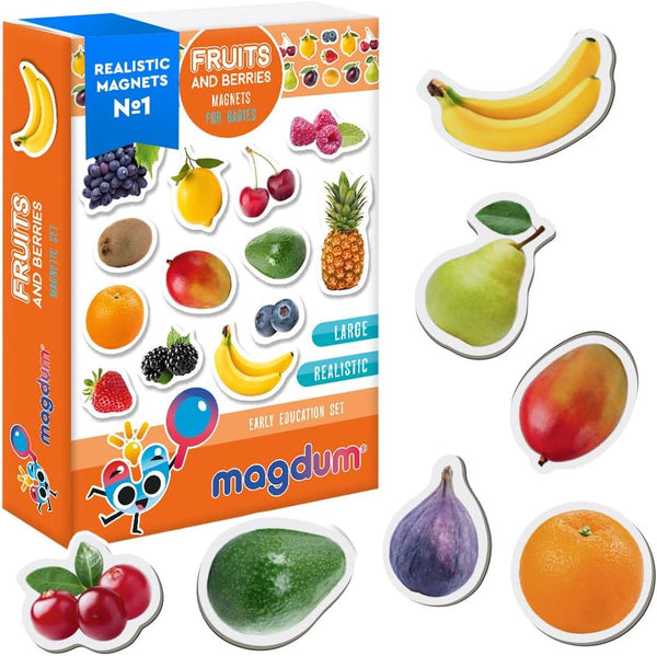 PHOTO FRUITs&Berries - Large Kitchen Magnets for Toddlers - Educational Learning Toys for Kids, Development Magnets